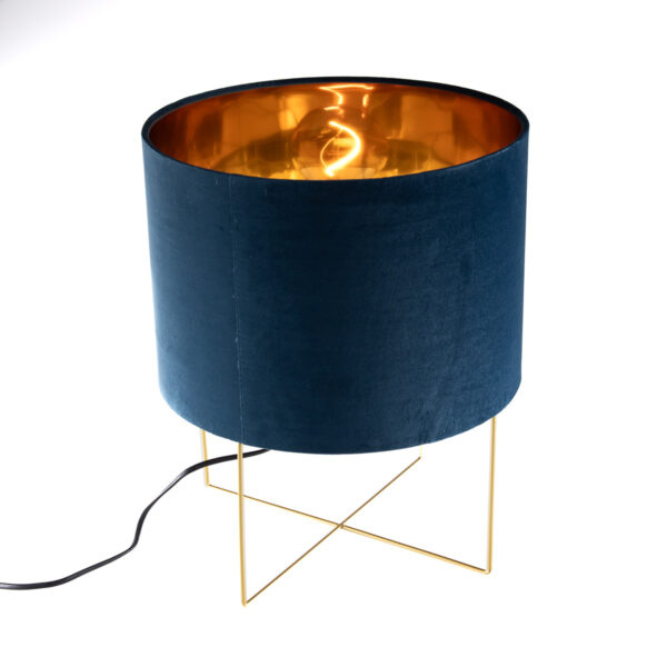 Moderne tafellamp blauw met goud