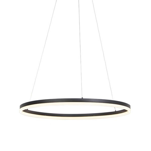 Designová kruhová závěsná lampa černá 80cm včetně