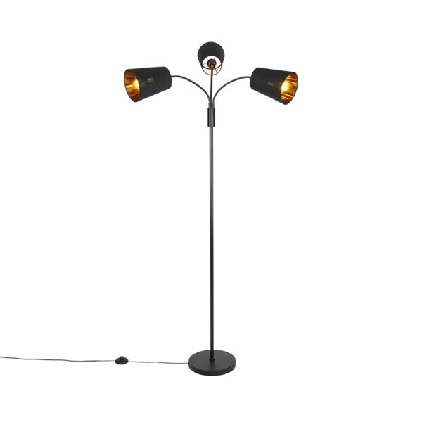 Moderní stojací lampa černá 3-světlo