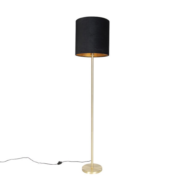 Klasická stojací lampa mosaz s černým odstínem