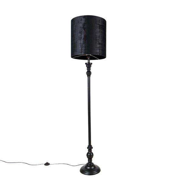 Klasická stojací lampa černá s černým odstínem