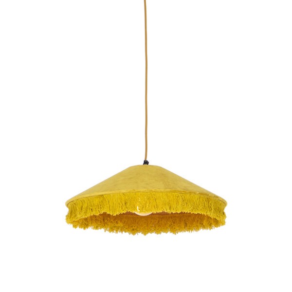 Retro závěsná lampa žlutý samet s