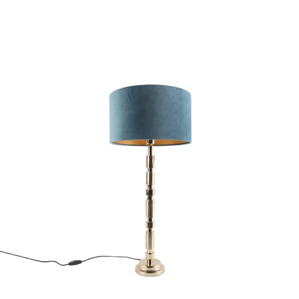 Art Deco stolní lampa zlatý sametový odstín